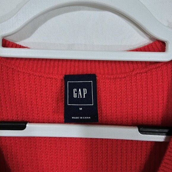 Sale GAP Women's Pullover Sweater RED & BLACK size M 8/10 Knit Boxy Long Sleeves - Picture 3 of 7